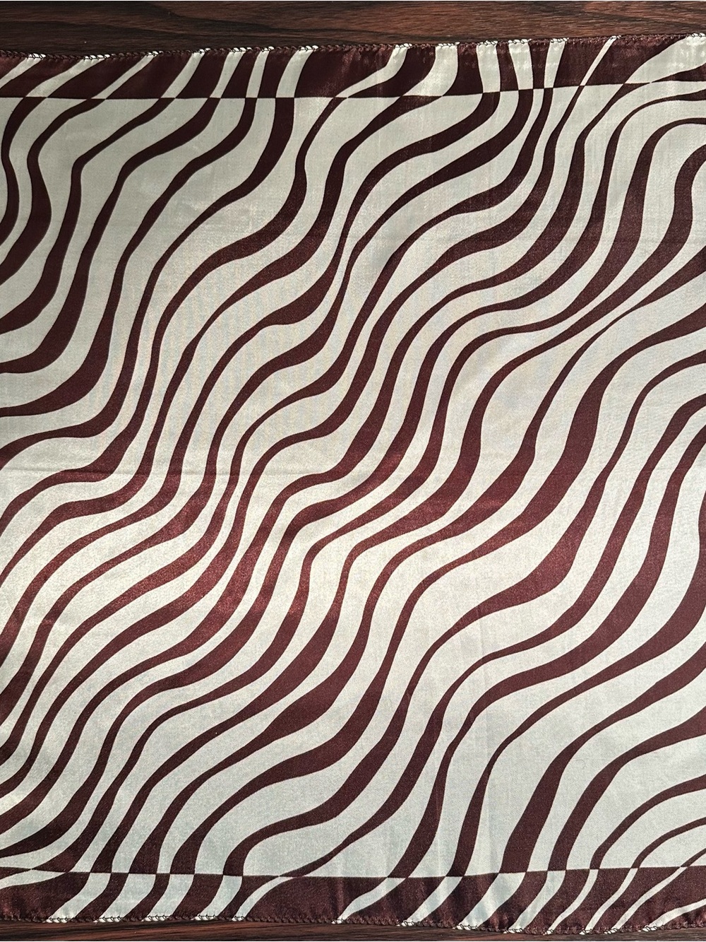 Unique Cream and Brown Zebra Print Silk Feel Scarf